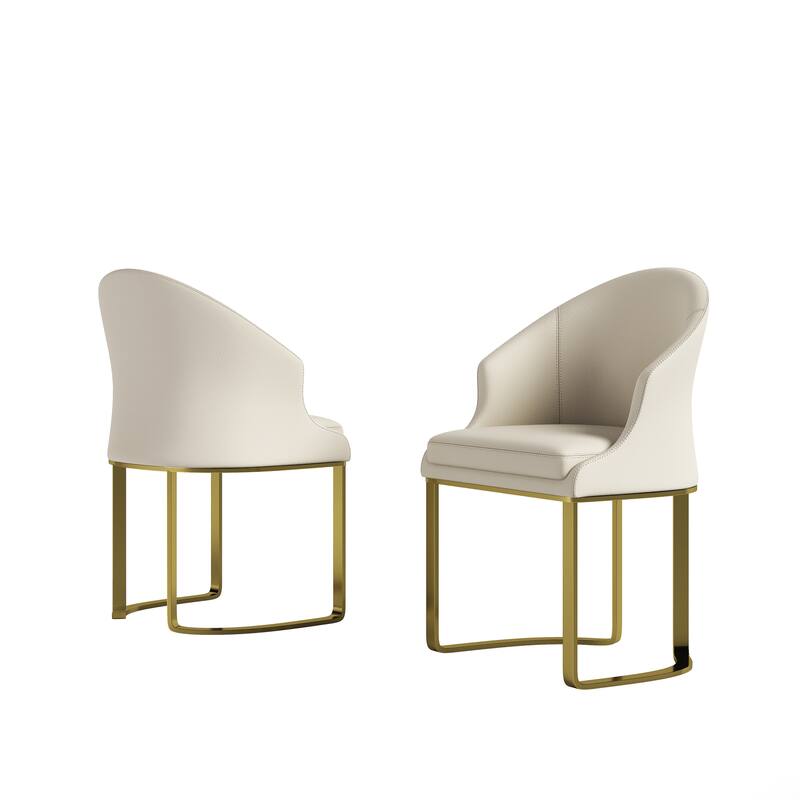 2 Piece PU Leather Kitchen Dining Chair with Backrest, Cushion, Gold Steel Legs for Dining Room Kitchen Living Room Bedroom