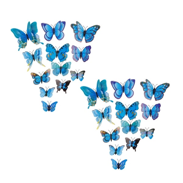 24pcs 3D Butterfly Wall Stickers Decal Sticker for Room Decoration Blue
