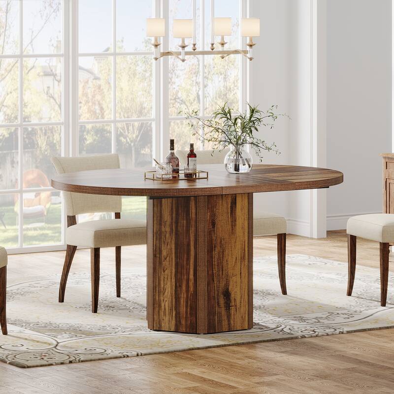 55.12 Inch Long Dining Table for4-6 People, Rustic Farmhouse Rectangular Wood Kitchen Table with Strong Metal Frame