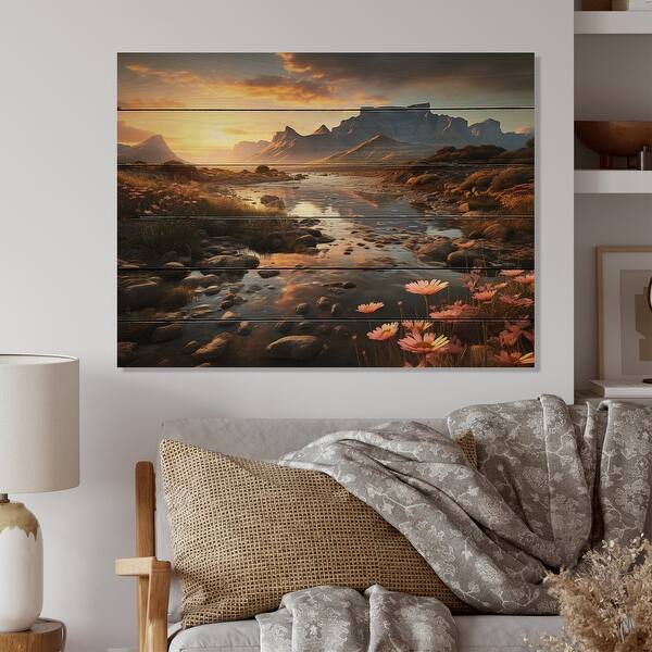 slide 2 of 5, Designart "Table Mountain South Africa III" Landscapes Print on Natural Pine Wood