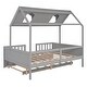 preview thumbnail 4 of 11, Full Size Creativity House Bed Playhouse Wood Bed with Twin Size Trundle Bed and Window