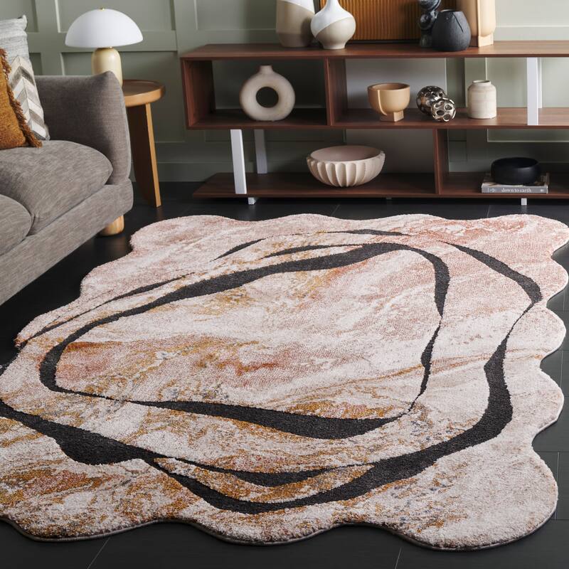 SAFAVIEH Contour Noora Modern Abstract Rug - 5'5" x 7'6" - Rust/Ivory - 5'5" x 7'6"