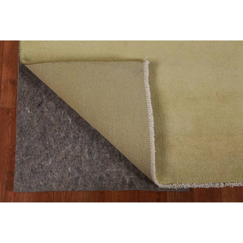 Hand Knotted Oriental 100% Wool Carpet Modern Solid Green Gabbeh Area Rug - 10' 4'' X 5' 4''