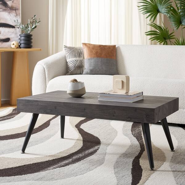 SAFAVIEH Cedric Modern Light Grey/ Black Coffee Table 43.3" x 23.6" x 16.5" On Sale Bed