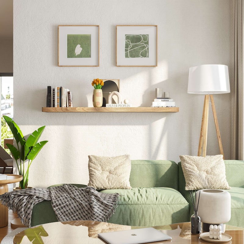 Wallniture Bois Wood Board 60" Long, 10'' Deep, 2" Thick, Hidden Bracket Shelf for Wall, Floating Bookshelf, Special Walnut, 1Pc