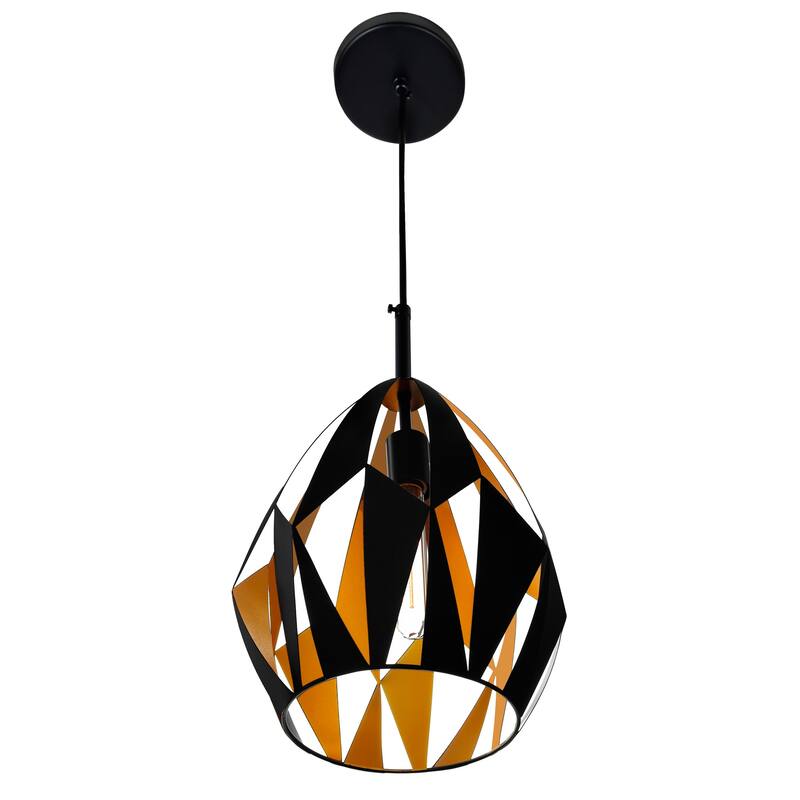 Oxide 1 Light 12in Black & Copper Down Pendant - Black/Copper
