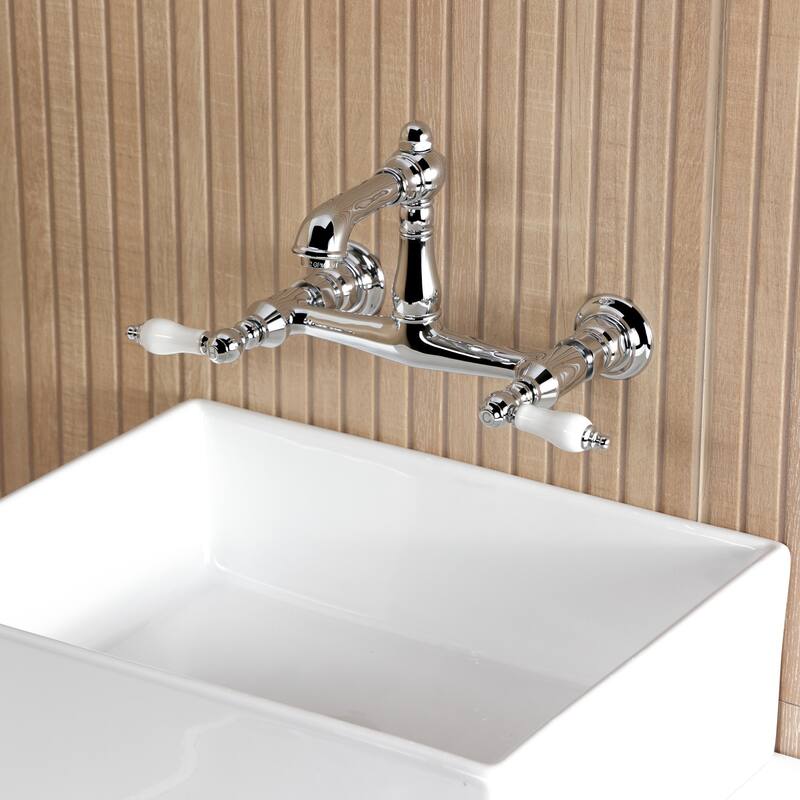 Kingston Brass English Country Two-Handle 2-Hole Wall Mount Bathroom Faucet