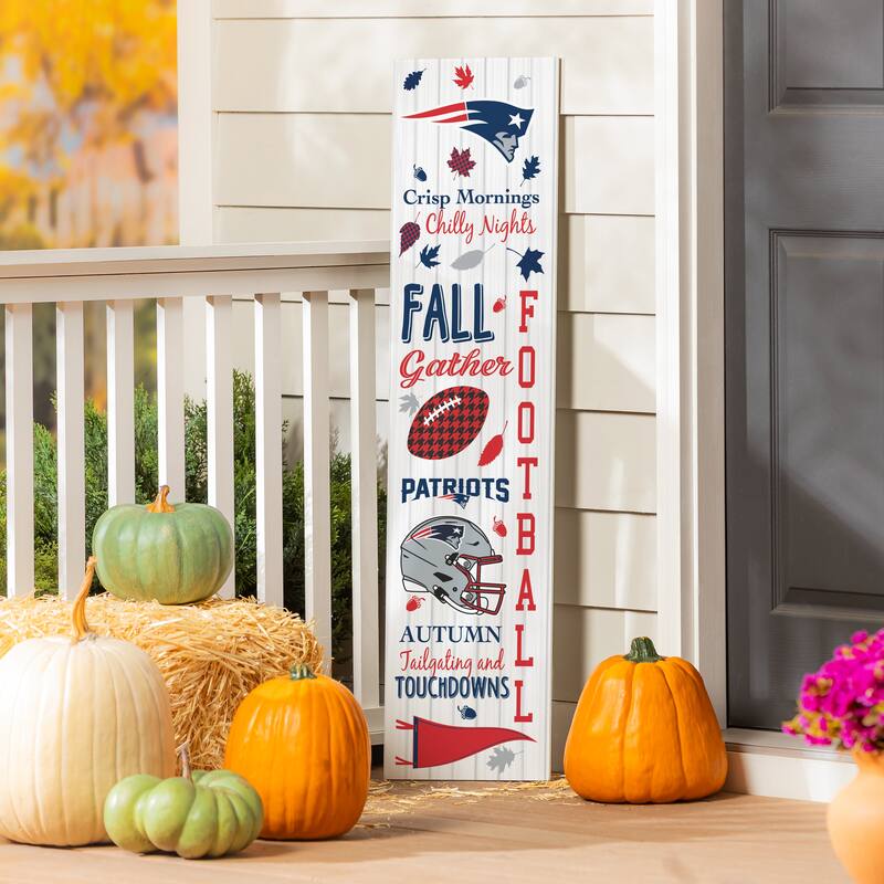 47" Double Sided Seasonal Porch Leaner, New England Patriots - 47" x 11.25" - Fall