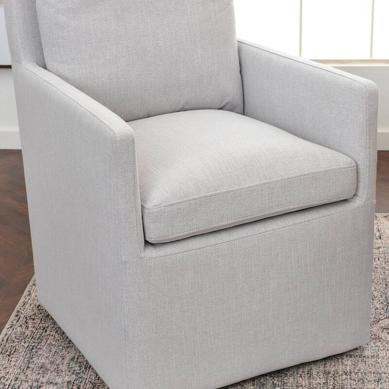 KINWELL Performance Fabric Upholstered Rolling Dining Armchair (Set of 2)