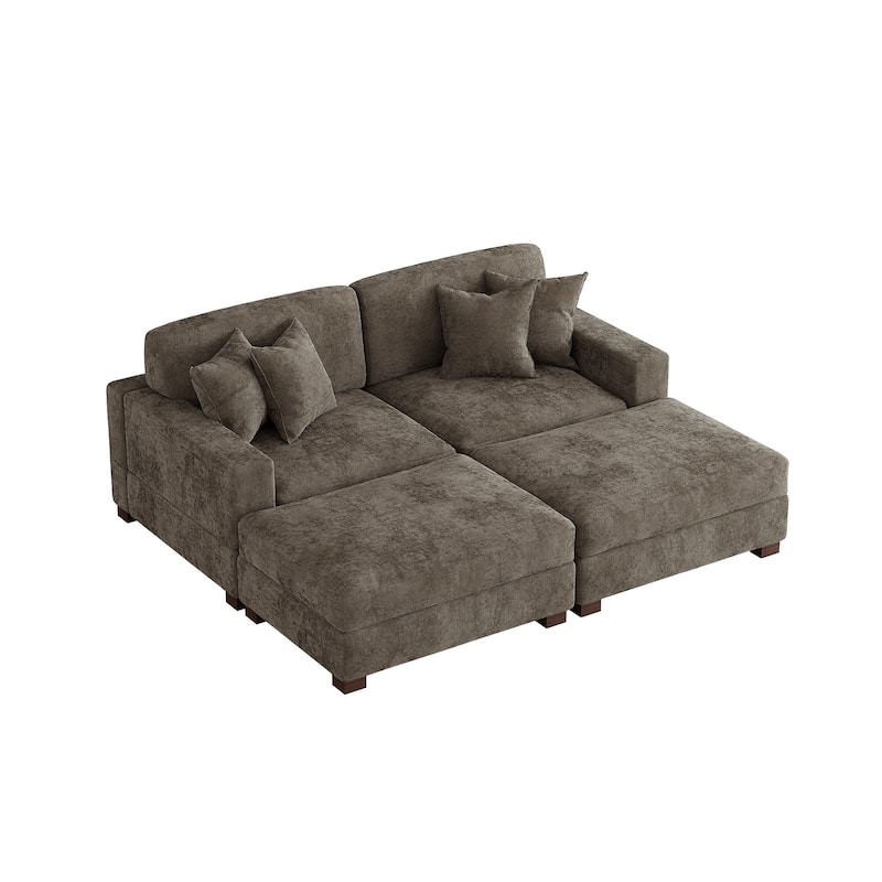 Modern Chenille Oversized Modular Sectional Sofa with 2 Ottoman