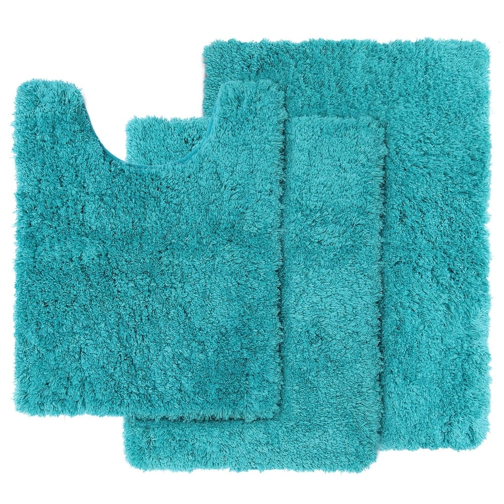 Porch & Den Lorena Shaggy/ Non-slip Rubber Backed Bath Rug Set
