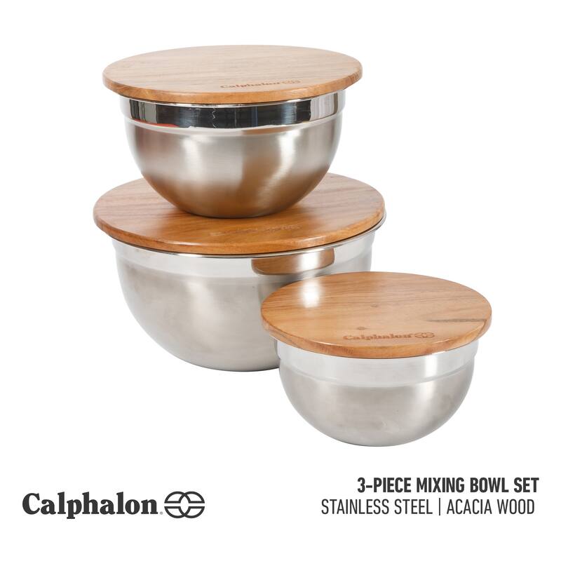 Calphalon Orbit 3 Piece Mixing Bowl Set W/ Lid - Brown