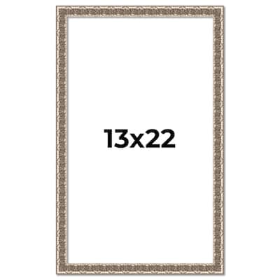 13x22 Frame Silver Versailles Ornate Solid Wood Picture Frame | 1 Inch