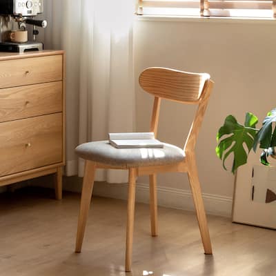 GDFStudio - Eliza Solid Oak Dining Chair with Comfortable Curved Back