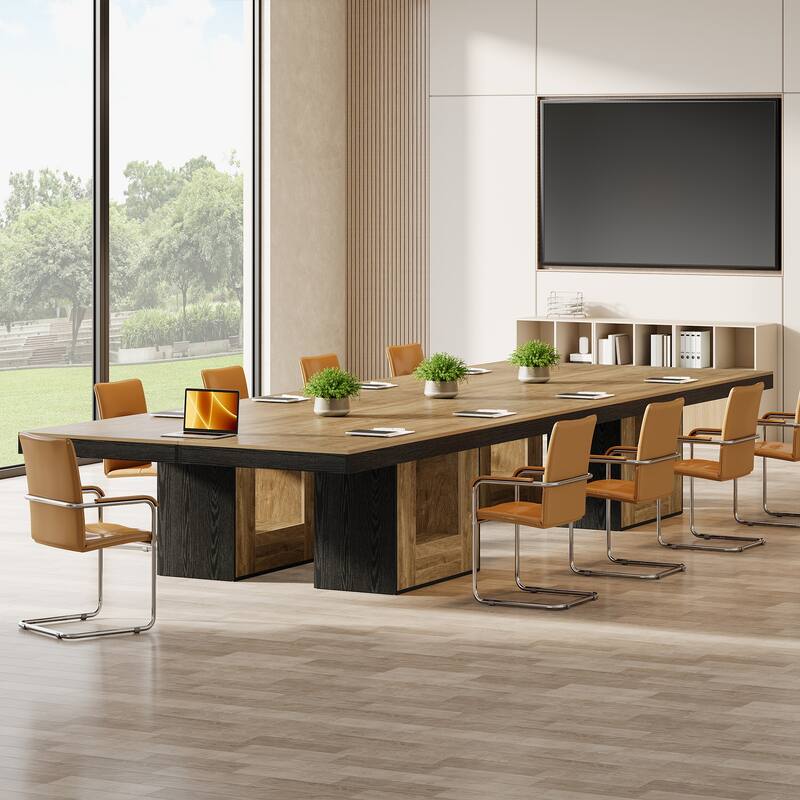 Large Rectangular Conference Table with Sturdy Base