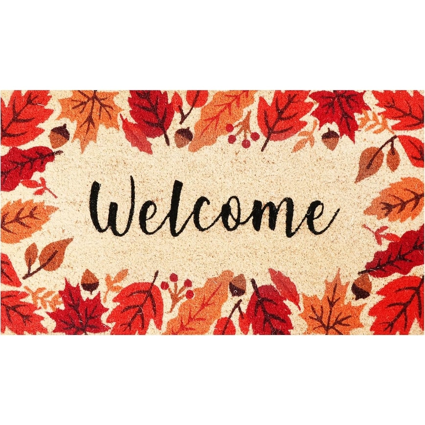 A1HC Natural Coco Coir Door Mat with Heavy Duty Non-Slip PVC Backing - 18" x 30" - Easy to Clean