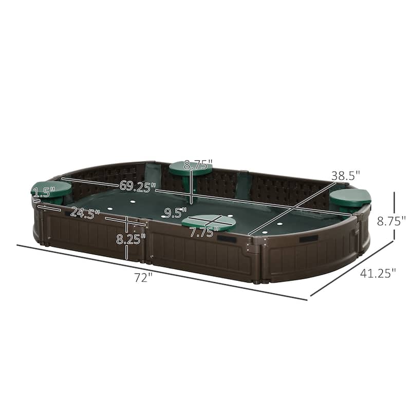 Modern Minimalist Kids Outdoor Sandbox Garden Bed with 4 Seats, for Herbs Vegetables Flowers Backyard Patio, Black - 8' x 10'