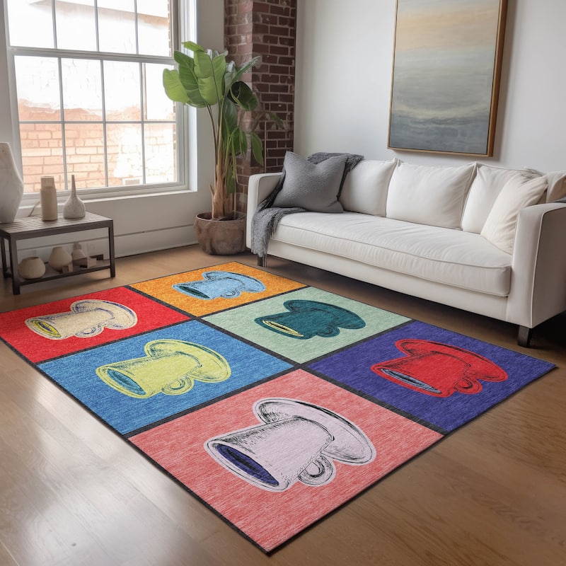 Premium Washable Super Soft Coffee Mosaic Mayfield Rug - Multi - 3' x 5' - Rectangle