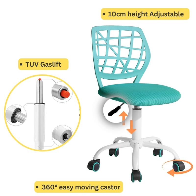 HomyLin Armless Home Office Task Chair Kids Desk Chair Mid-Back