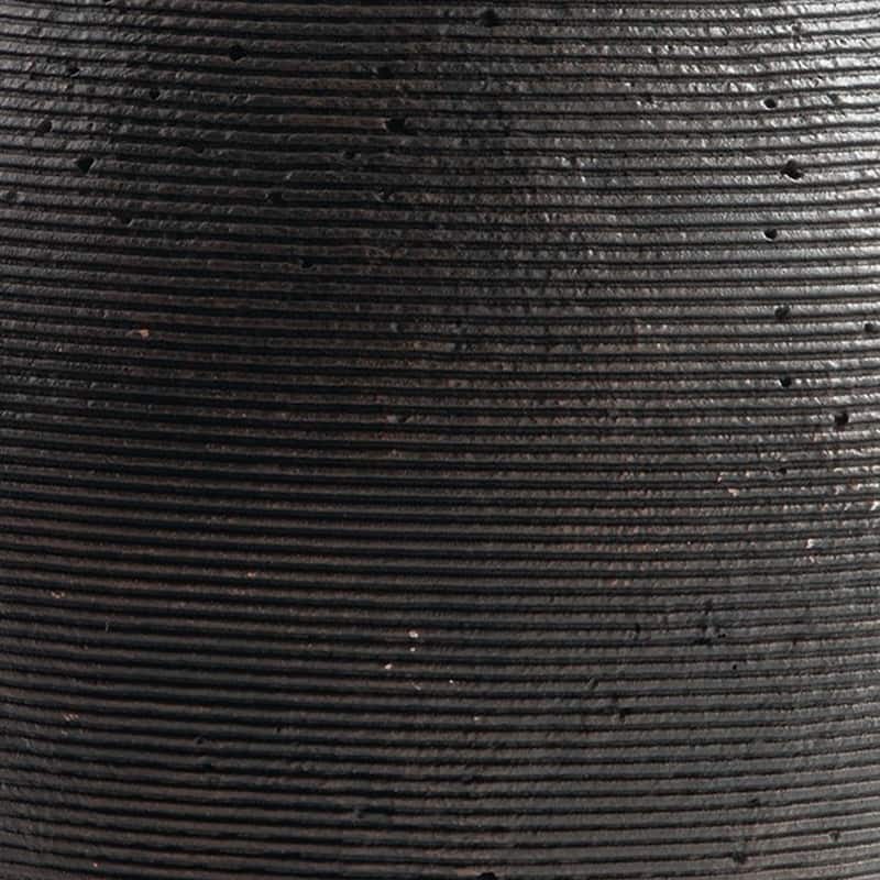 Dale 12 Inch Round Polyresin Vase, Wavy Ribbed Spiral Texture Antique Brown