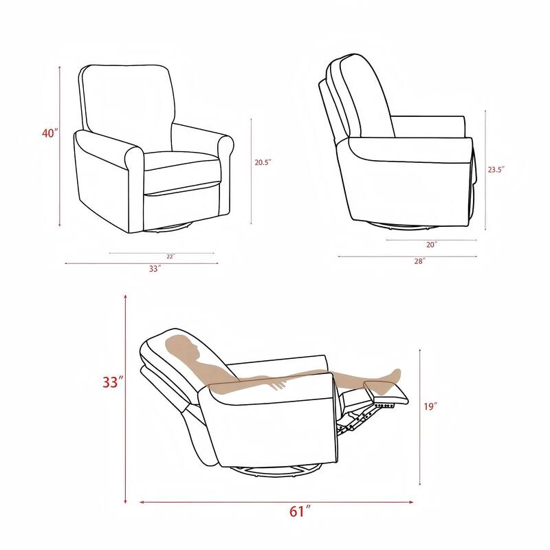 Heido 360 Degree Swivel Glider Manual Recliner Leisure Sofa Chair