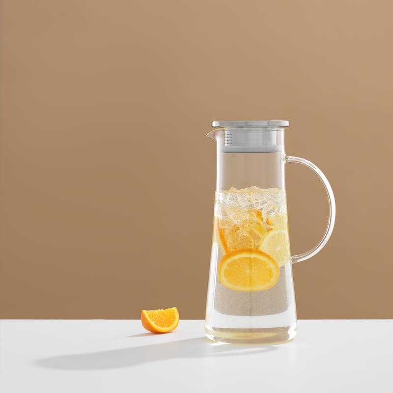 JoyJolt Breeze Glass Drink Water Pitcher with Stainless Steel Lid - 50 ...