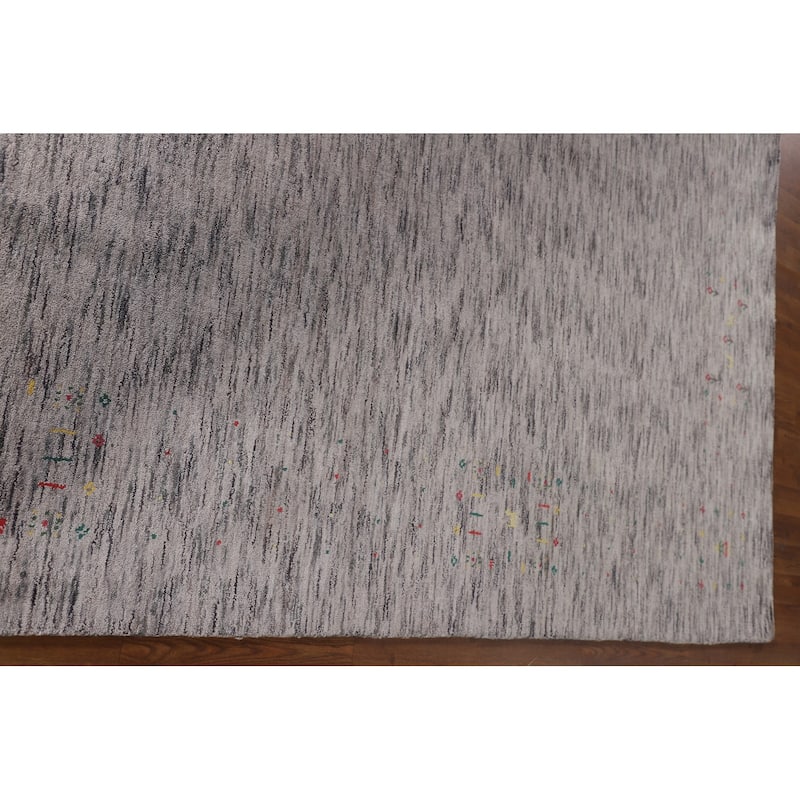 Striped Pink Gabbeh Oriental Area Rug Hand-Knotted Wool Carpet - 7'10" x 9'9"