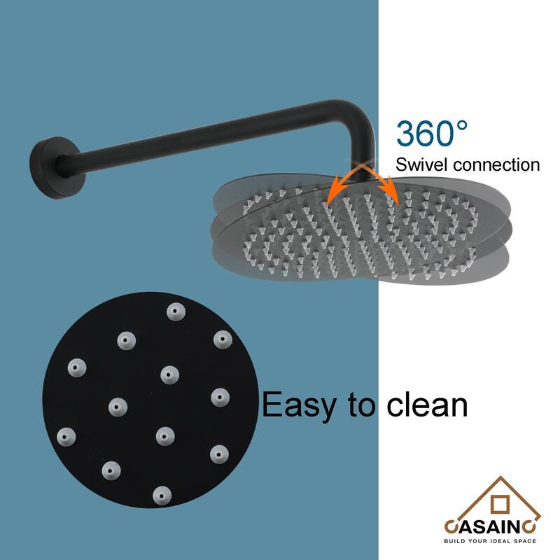 1-Spray Patterns with 1.8 GPM 10 in. Wall Mount Round Fixed Shower Head - 10 inch