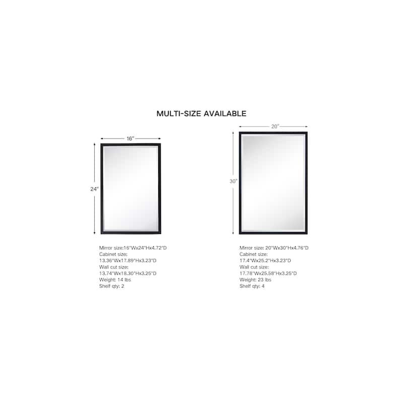 TEHOME Haddison Recessed Framed Medicine Cabinet with Mirror