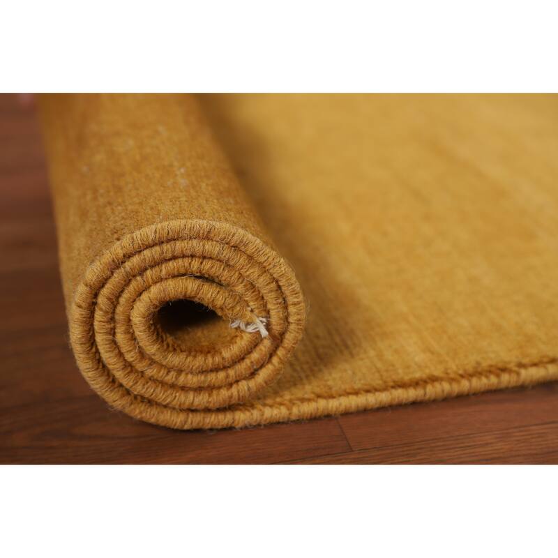 Gold Gabbeh Modern Foyer Rug Hand-Knotted Wool Carpet - 2'10"x 3'11"