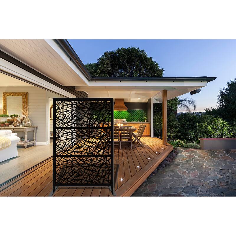 Free Standing Laser Cut Metal Screen Panel Privacy Stand (6ft x 4ft)