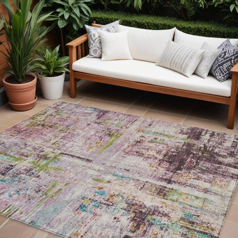 HomeRoots Abstract Transitional Rectangle Outdoor Rug - 9' X 12'
