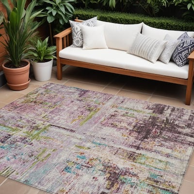 HomeRoots Abstract Transitional Rectangle Outdoor Rug