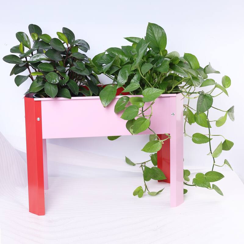 Outdoor Galvanized Raised Garden Bed Elevated Garden Planter Flowerpot Box with Legs for Gardening Vegetables Flower