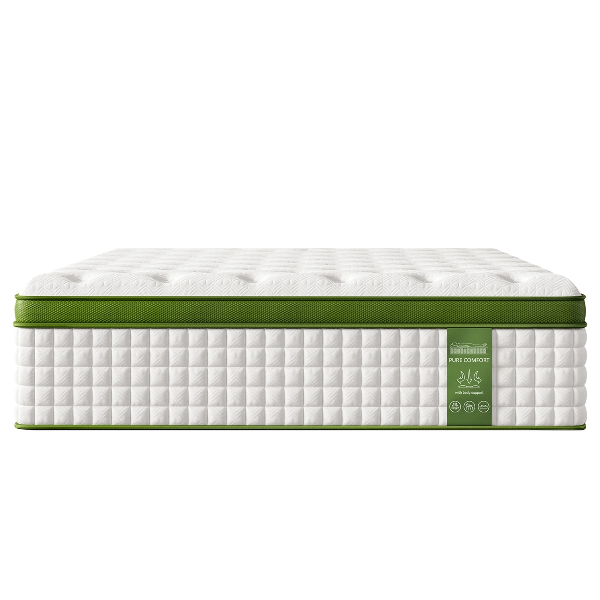 Roomfitters 12 Inch Queen/Full/King Hybrid Mattress, Gel Memory Foam & Pocket Spring Bed for Pressure Relief,Green