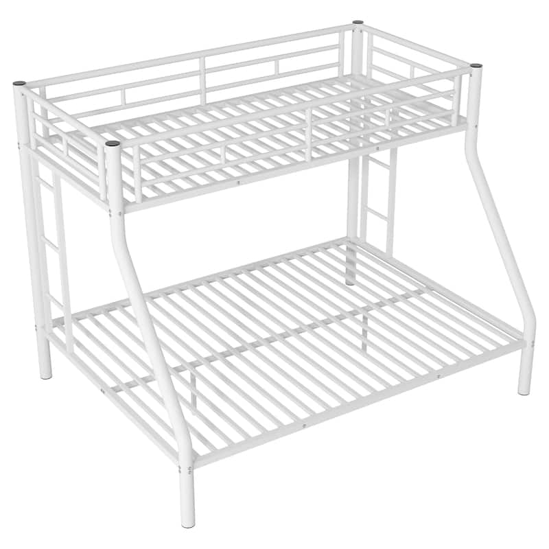 Metal Bunk Bed with Ladder, Fence, and Guardrails for Kids