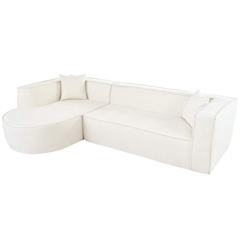 109.2" Chenille L-Shaped Sectional Sofa with Throw Pillows