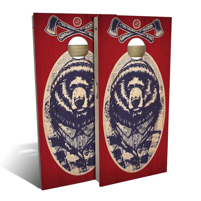 Red White Bear Outdoor Cornhole Board Set - Backyard 2x4 - NO Accessories