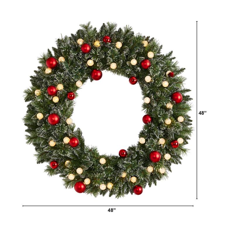Pre-Lit Frosted Artificial Christmas Wreath, 48-Inch, LED Lights