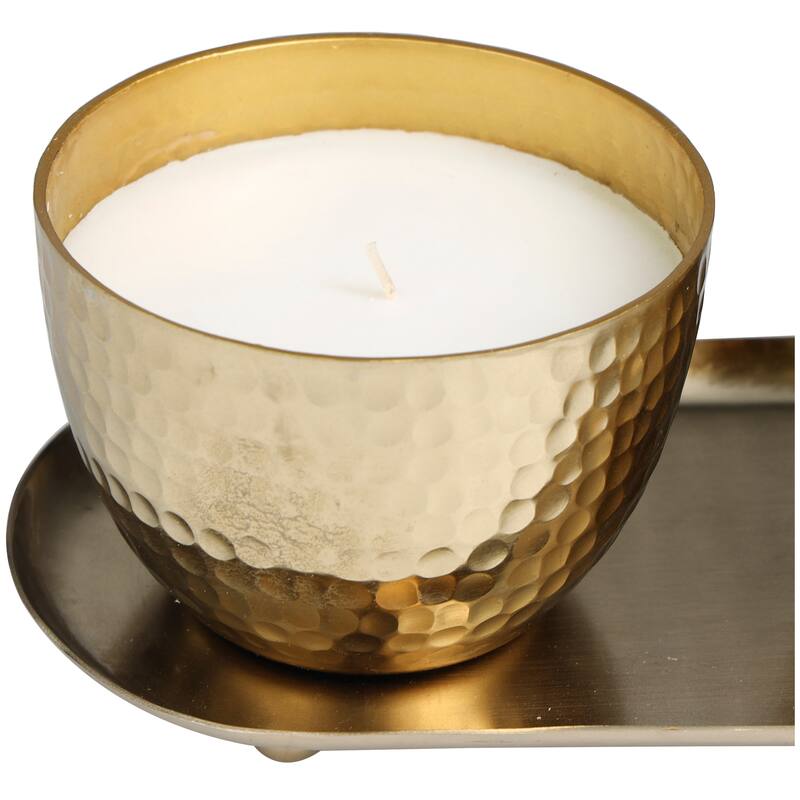 Gold or Copper or Silver Metal Scented Hammered 10 oz 1 Wick Candle with White Wax (Set of 2)