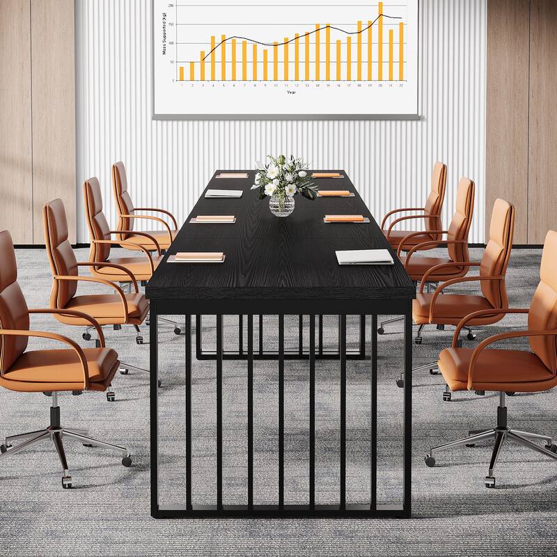 Small Conference Room Table for 4, Industiral Long Meeting Table - 2-pieces