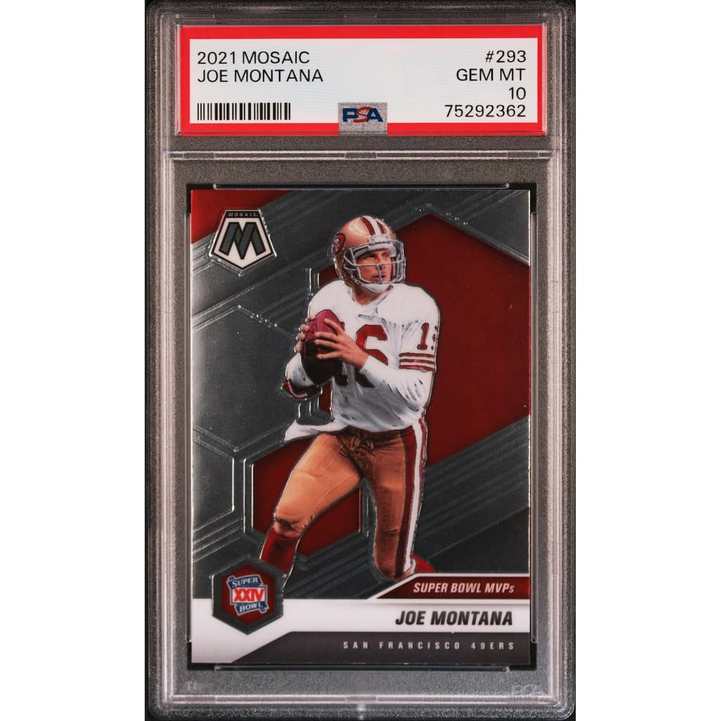 Joe Montana 2021 Panini Mosaic Football Card #293 Graded PSA 10 - 8'6" x 11'6"