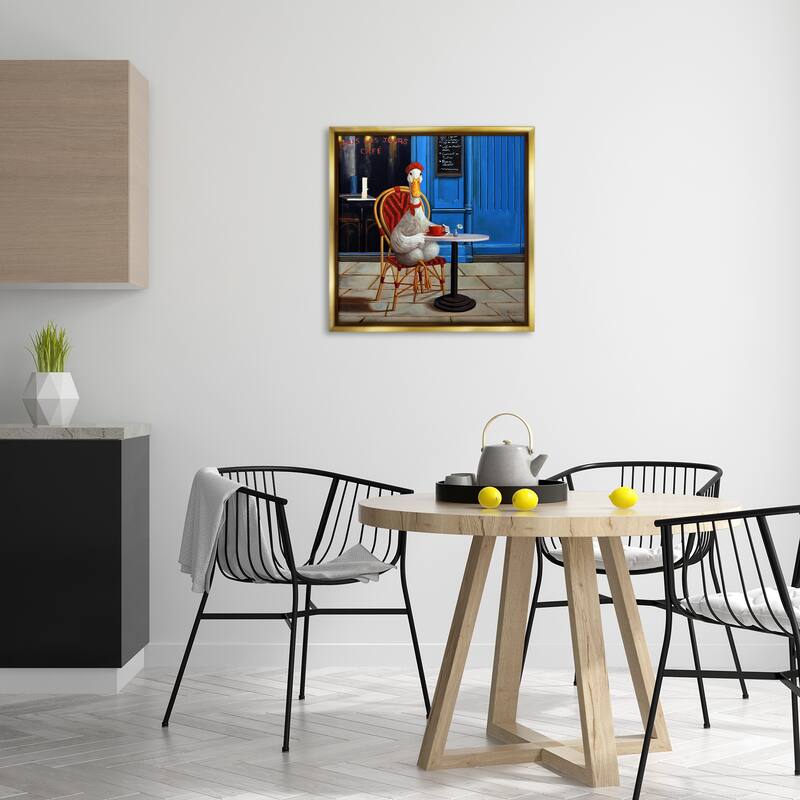 Stupell Trendy Duck at Cafe Framed Floater Canvas Wall Art Design By Lucia Heffernan