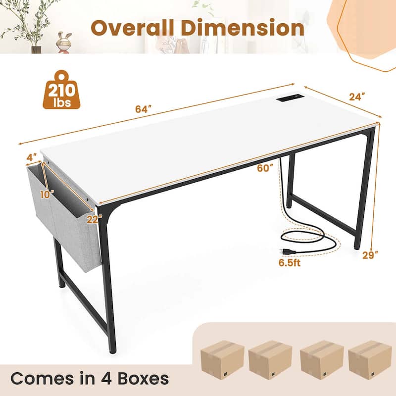 Costway Set of 2/4/6 Meeting Room Desk with Charging Station &