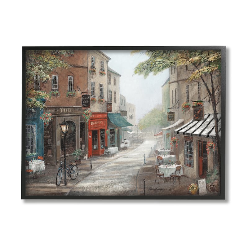 Stupell Classic European Urban Street Vintage Bistro Architecture Framed Wall Art
