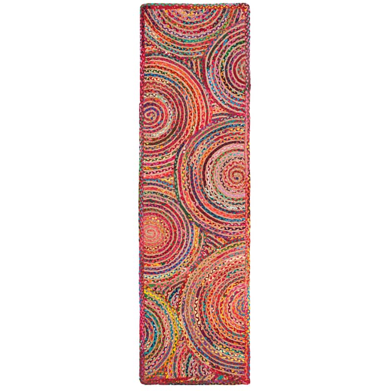 SAFAVIEH Handmade Cape Cod Eulogia Coastal Jute Rug - 2'3" x 12' Runner - Red/Multi