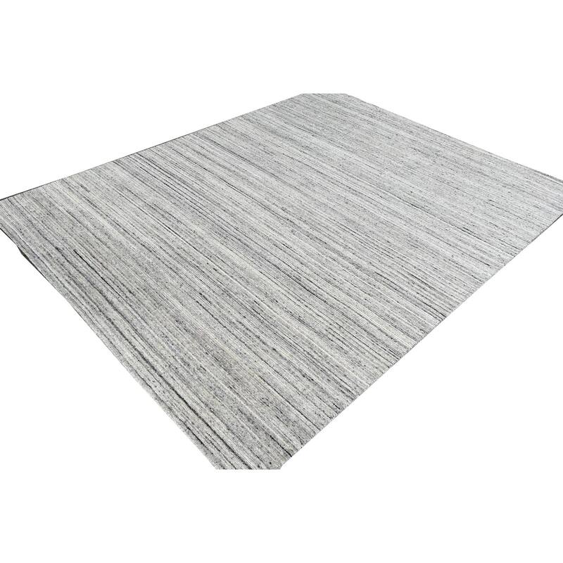 Natural Silver Hand-Knotted Wool Modern Lori Baft Gabbeh Solid Color Rug, 4' x 6', plush elegant accent - L