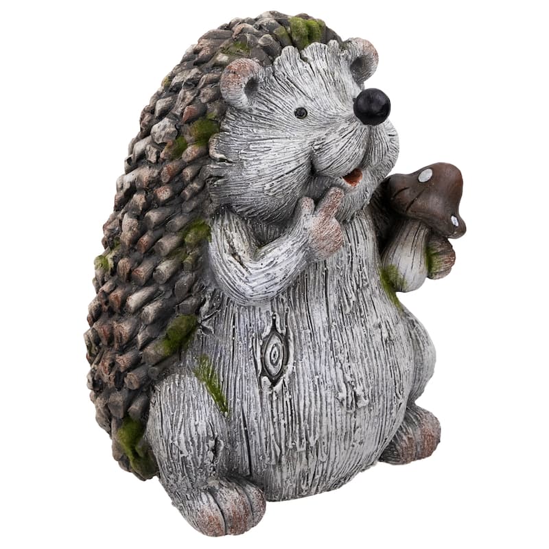Hedgehog with Mushroom Outdoor Garden Statue - 8.5"