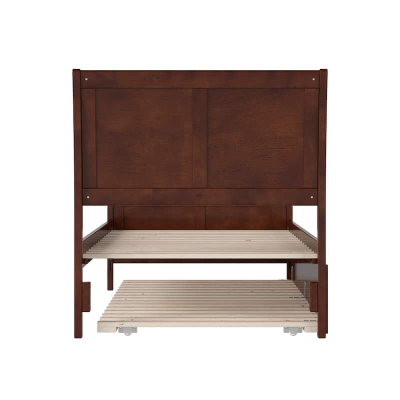 Renaissance Twin XL Platform Bed with Footboard & Trundle - Walnut Finish