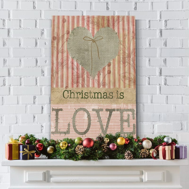 Burlap Christmas Love-Premium Gallery Wrapped Canvas - Ready to Hang